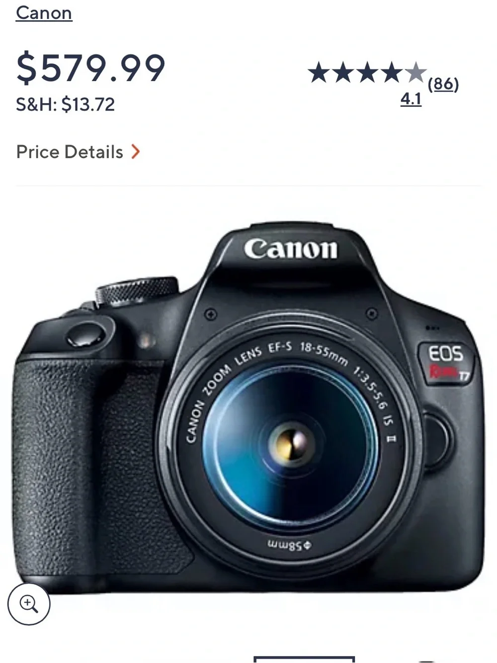 Canon DSLR Camera in Black with 18-55mm Kit Lens